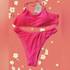 NWT WOMEN’S 2 PIECE SEXY HOT PINK BIKINI SIZE L